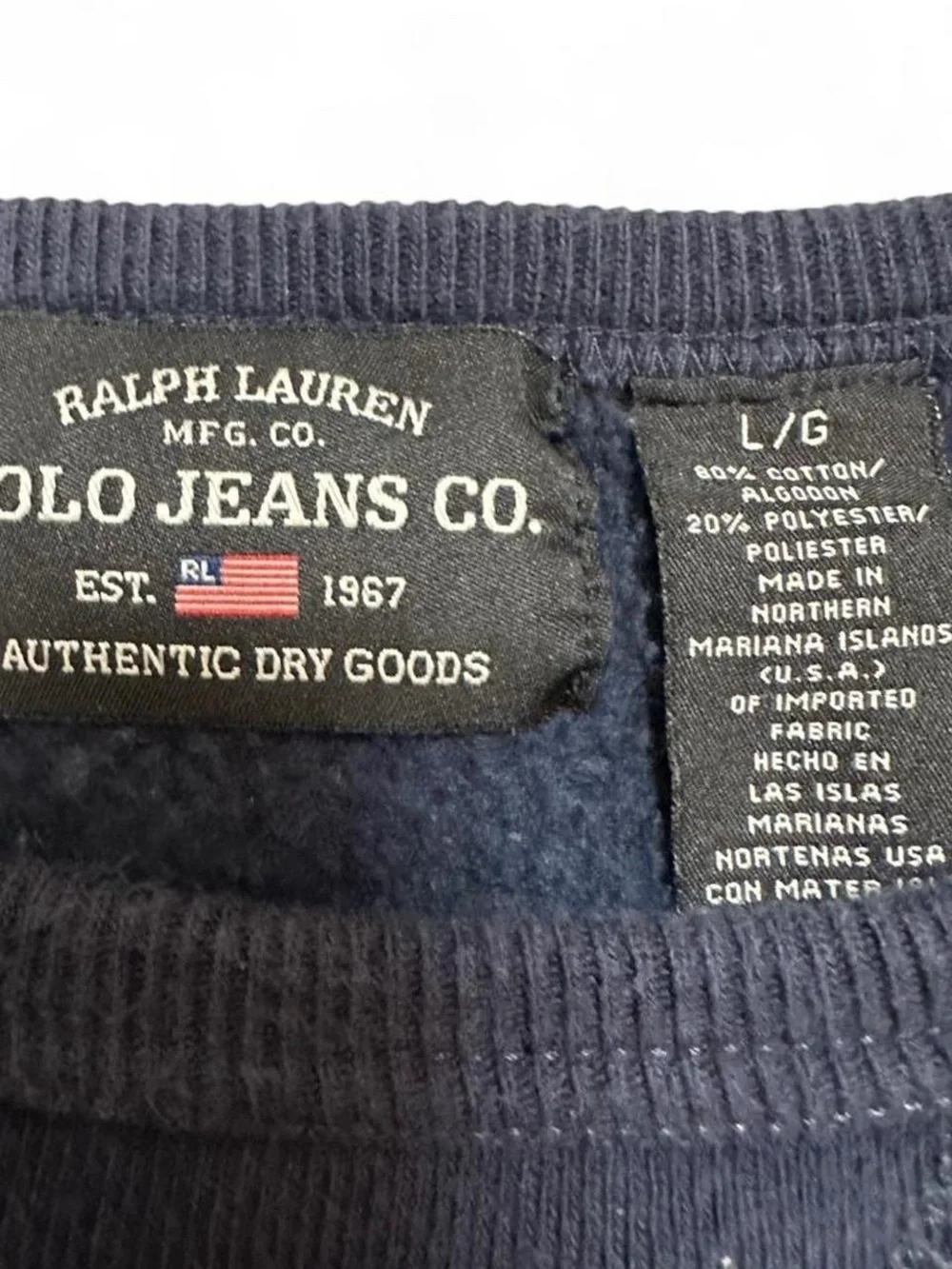 Ralph Lauren Polo Jeans Company‎  Property Of Navy Crewneck Sweatshirt Large